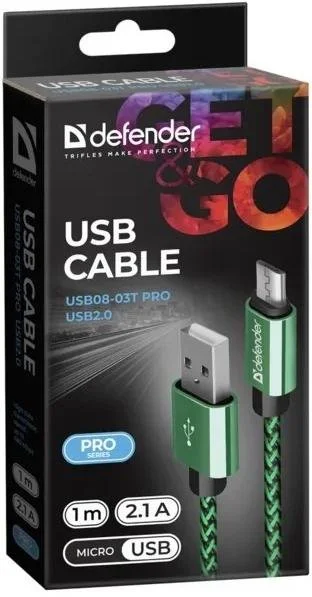 Фото: Кабель Defender 08-03T Pro AM / Micro USB 1m Green (87804) № 6 | KTC
