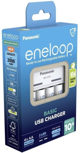 Basic Charger USB with 4xAA Eneloop 2000mAh