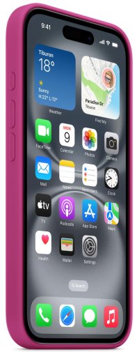 for iPhone 16 - Silicone Case with MagSafe Fuchsia