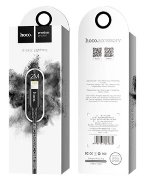 Фото: Кабель Hoco X14 1.7A AM / Lightning 2m Black (6957531062882) № 4 | KTC
