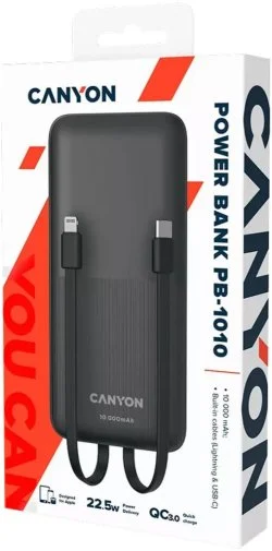 Фото: Батарея універсальна Canyon PB-1010 10000mAh 22.5W Black (CNE-CPB1010B) № 9 | KTC