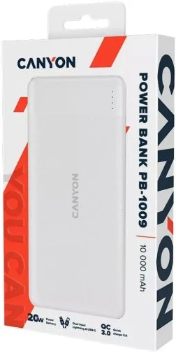 Фото: Батарея універсальна Canyon PB-109 10000mAh 20W White (CNE-CPB1009W) № 9 | KTC
