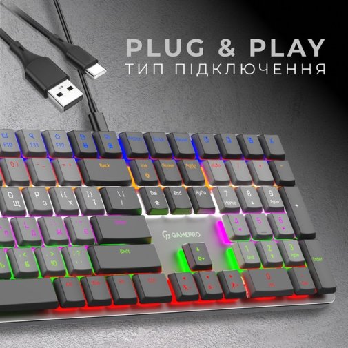 Клавіатура GamePro MK145R Red Switch Low Profile USB Dark Gray