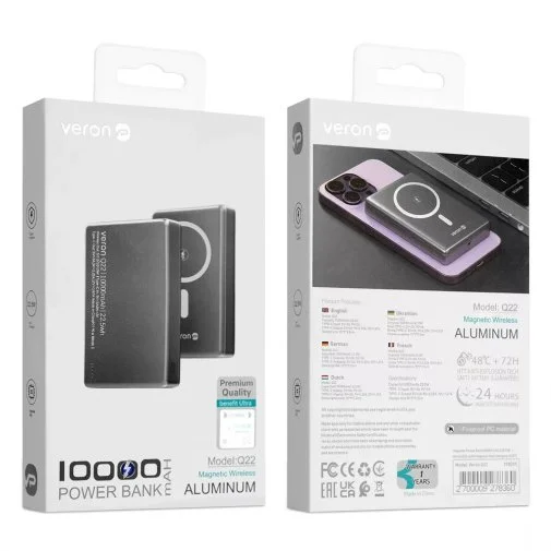 Фото: Батарея універсальна Veron Q22 magnetic fast 10000mAh 22.5W Black № 9 | KTC