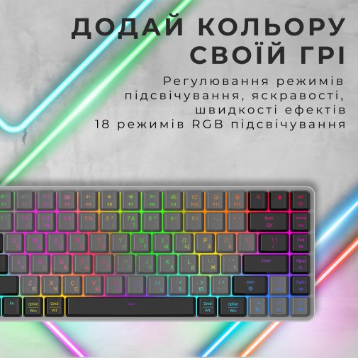 Клавіатура GamePro MK230R Red Switch Low Profile WL/BT/USB Dark Gray