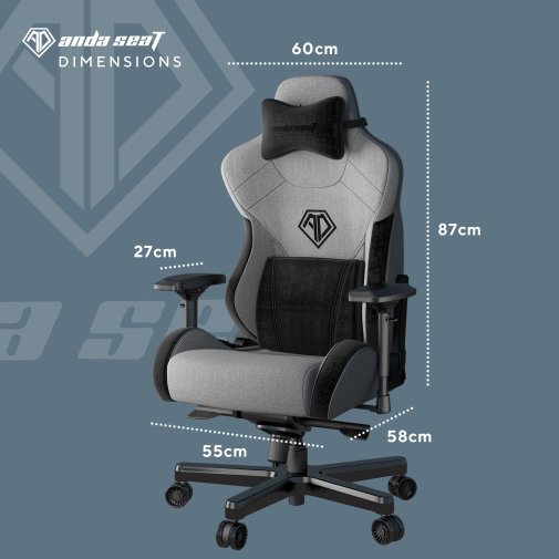 Крісло Anda Seat T-Pro 2 Size XL Gray/Black (AD12XLLA-01-GB-F)