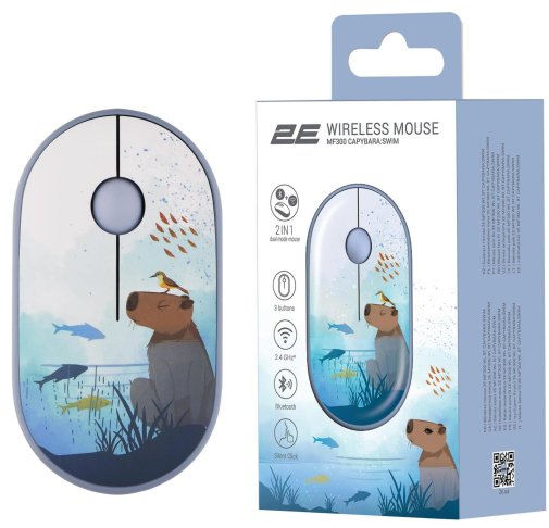 Миша 2E MF300 Capybara Swim Silent Wireless Blue (2E-MF300WCAPIBARABL)