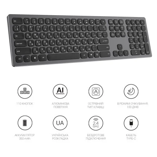 Фото: Клавіатура OfficePro SK1550 Wireless Black (SK1550B) № 20 | KTC