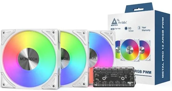 Фото: Кулер Montech Metal Pro 12 ARGB PWM White 3pcs (METAL PRO 12 (W31)) № 4 | KTC