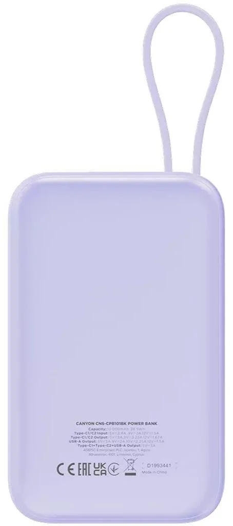 Фото: Батарея універсальна Canyon OnPower 101 10000mAh 22.5W Purple (CNS-CPB101PU) № 16 | KTC