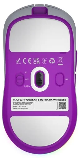 Фото: Миша Hator Quasar 3 Ultra 8K Wireless White/Violet (HTM771) № 11 | KTC