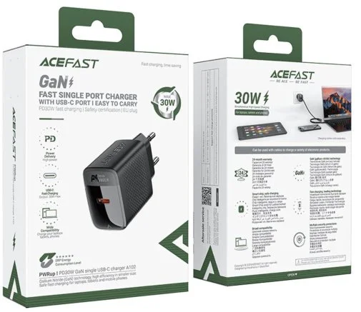 Фото: Зарядний пристрій Acefast A102 GaN 30W Black (6974316283287) № 12 | KTC
