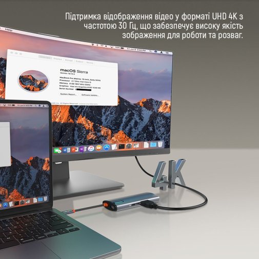 USB-хаб ColorWay USB-C PD 100W 4K 5in1 (CW-HUB01)