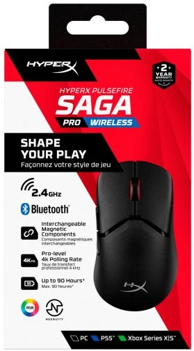 Фото: Миша HyperX Pulsefire Saga Pro WL/BT Black (A2PB2AA) № 30 | KTC