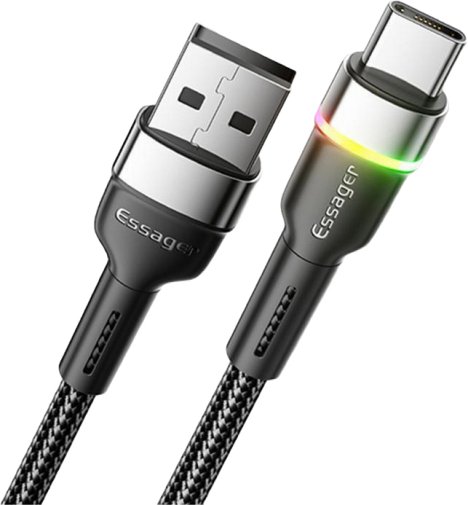 Кабель Essager Colorful LED 3A AM / Type-C 0.5m Black