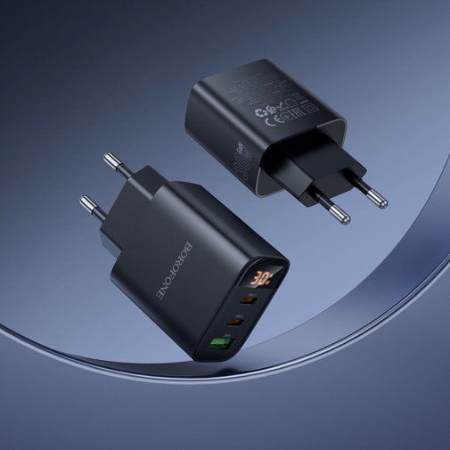 Зарядний пристрій BOROFONE BA98A Ilustre QC3.0 PD 30W Black with Type-C/Type-C (6941991120534)