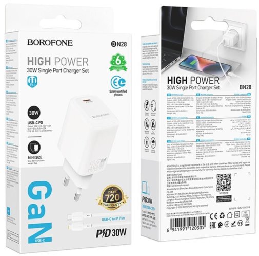 Зарядний пристрій BOROFONE BN28 Fuente 30W White (6941991120299)