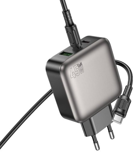 Зарядний пристрій BOROFONE BAS56A Absolute 45W Black with Type-C / Type-C (6941991116278)