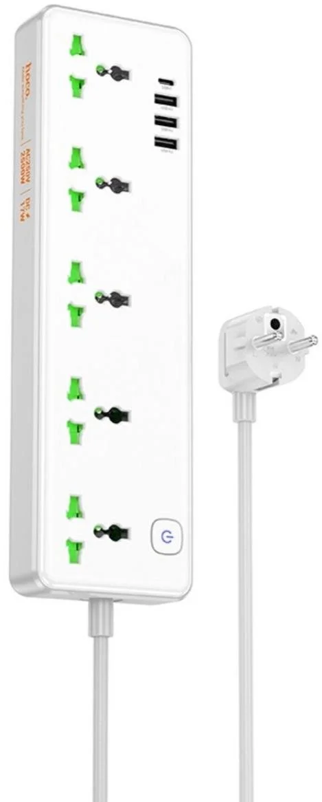Фото: Мережевий фільтр Hoco AC13A Talento 4xUSB 5/1.5m White (6942007607148) № 7 | KTC