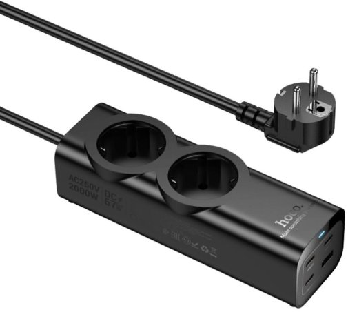 Мережевий фільтр Hoco NS10 Wisdom 4xUSB 2/2m Black (6942007638500)