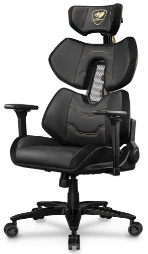 Крісло ігрове Cougar Terminator Elite Gold, PU шкіра, Al основа, Black