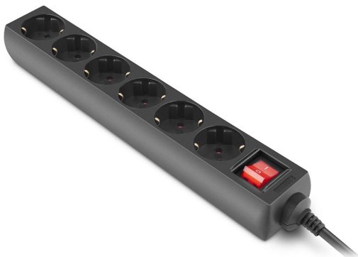 Мережевий фільтр Real-EL RS-6 Protect M 6/1.8m Black (EL122300032)