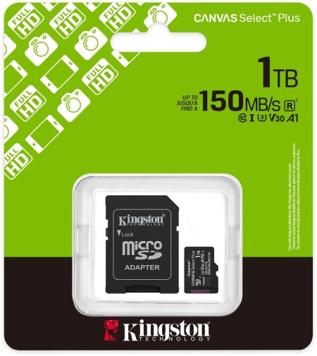 FLASH пам'ять Kingston Canvas Select Plus Gen3 UHS-I U1 V30 A1 Micro SDXC 1TB with adapter (SDCS3/1TB)