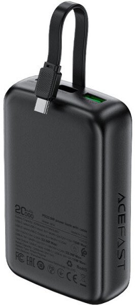 Батарея універсальна Acefast M14 20000mAh 22.5W Black with Cable Type-C (6974316283966)