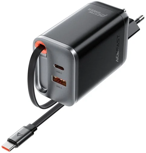 Фото: Зарядний пристрій Acefast A111 67W Black with Retractable Cable (6974316284062) № 9 | KTC