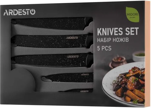 Фото: Набір ножів Ardesto Midori 5pcs Black (AR2105BWD) № 15 | KTC
