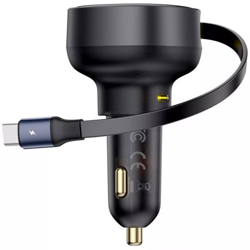 Автозарядка Baseus Enjoyment Pro Car Charger Type-C + Retractable Type-C Cable 60W black