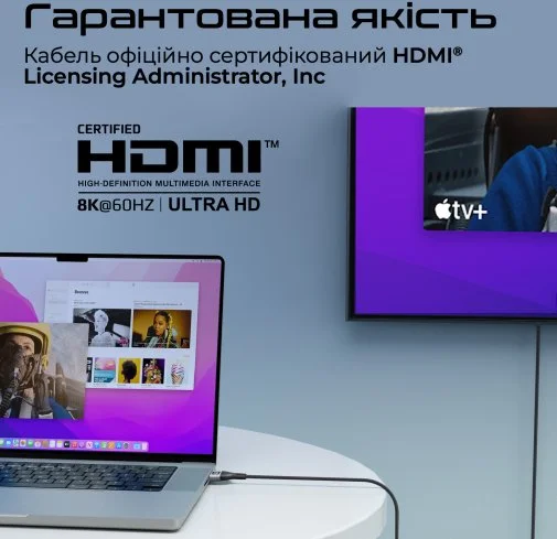 Фото: Кабель Promate PrimeLink8K-500 HDMI / HDMI v.2.1 5m Grey (6959144062495) № 11 | KTC