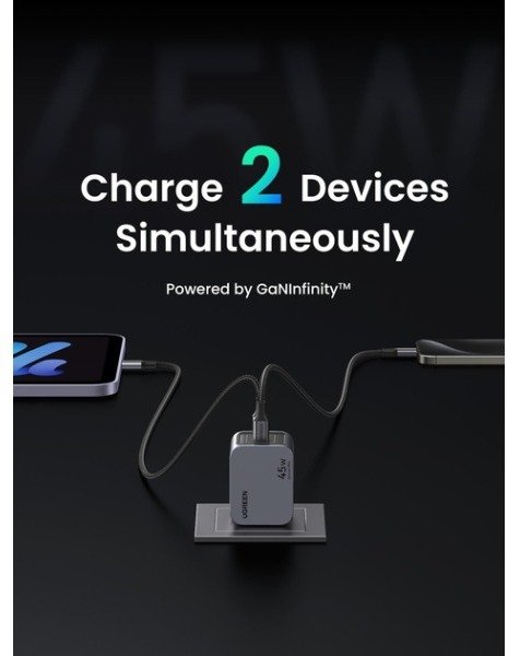 Зарядний пристрій UGREEN X707 45W PD GaN Tech Charger Space Gray (X707/35008)