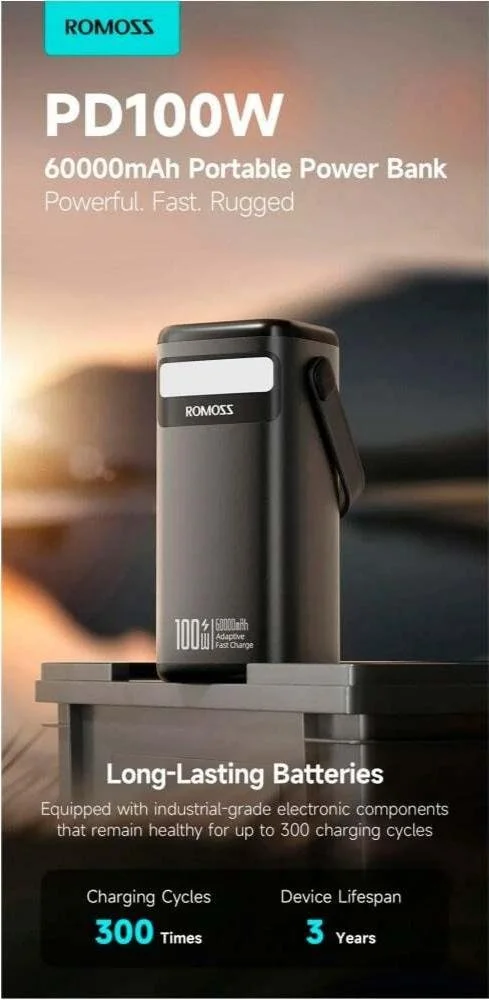 Фото: Батарея універсальна Romoss PMT60 60000mAh 100W Black (PMT60-1D2-2133H) № 15 | KTC