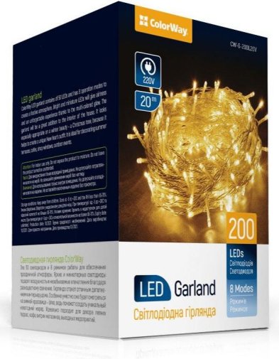 Гірлянда ColorWay 200 LED/20m (CW-G-200L20V)