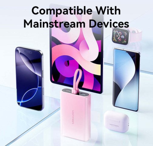 Батарея універсальна Vention FHZL0 10000mAh, 1xUSB, 1xType-C, 1xLightning, 22.5W, Gradient Blue