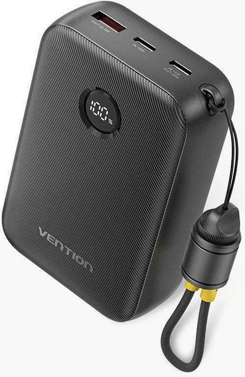 Фото: Батарея універсальна Vention FKBB0-C 20000mAh 22.5W with Built-in USB-C Cable Black № 18 | KTC