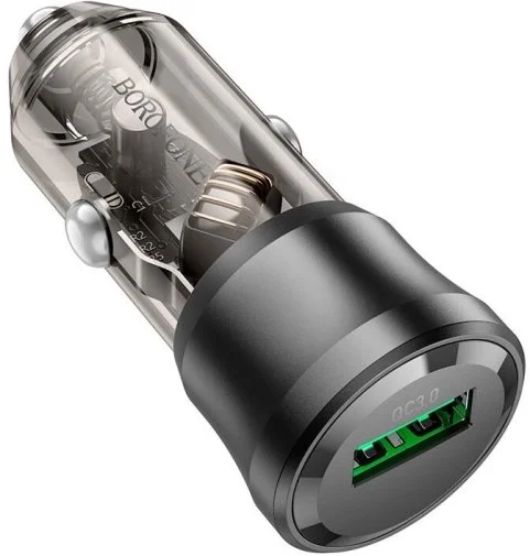Фото: Автомобільний зарядний пристрій BOROFONE BZ23 Noble 3A Transparent Black (6941991106903) № 13 | KTC