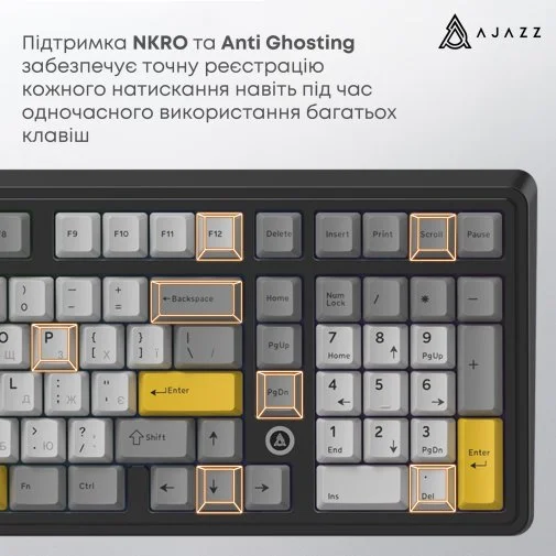 Фото: Клавіатура Ajazz AK980 Max Magnetic Switches USB Black/Grey/Yellow (AK980-MAX-M-BGY) № 26 | KTC