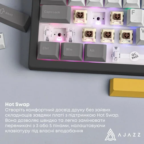 Фото: Клавіатура Ajazz AK980 V2 Maillard Switch WL/BT/USB Black/Grey/Yellow (AK980-V2-M-BGY) № 30 | KTC