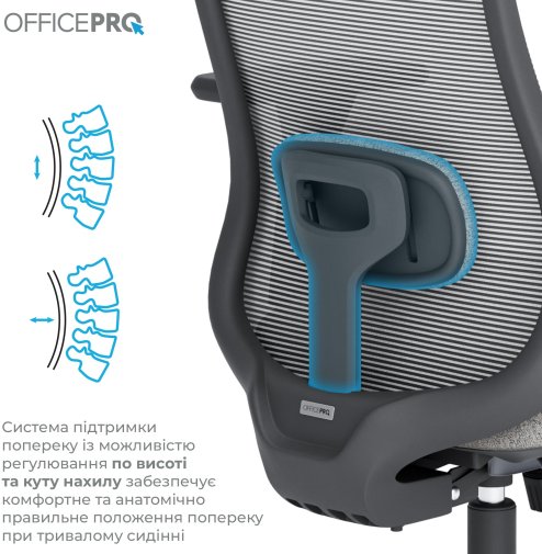 Крісло OfficePro Wave OC599 Black/Dark Gray (OC599-B-DG-DG)