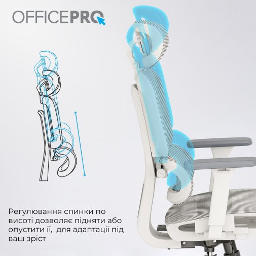 Крісло OfficePro Skyline Footrest OC750 White/Light Gray (OC750-W-LG-LG)