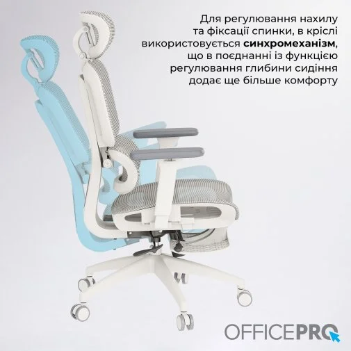 Фото: Крісло OfficePro Skyline Footrest OC750 White/Light Gray (OC750-W-LG-LG) № 35 | KTC