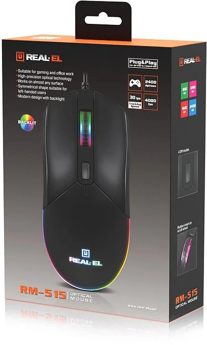Фото: Миша Real-EL RM-515 USB Black (EL123200059) № 21 | KTC