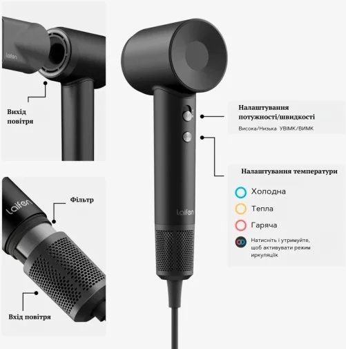 Фото: Фен Laifen Swift Special Black (1HD50-G-EU-BL-004) № 25 | KTC