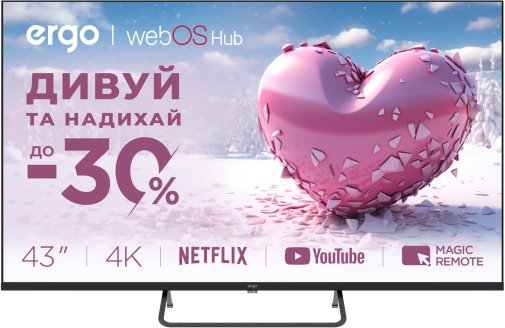 Телевізор LED Ergo 43WUS9200 (Smart TV, Wi-Fi, 3840x2160)