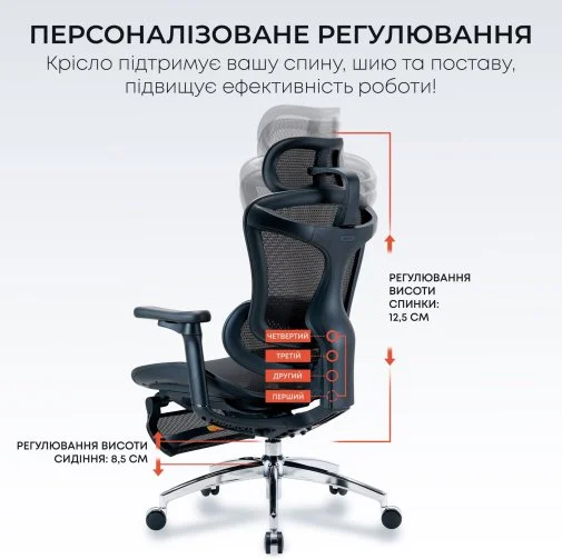 Фото: Крісло SIHOO Doro C300L with Footrest Black (DORO-C300L-A3-101-JT) № 31 | KTC