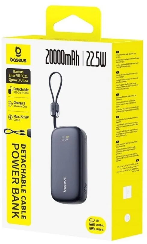 Фото: Батарея універсальна Baseus EnerFill FC21 Qpow3 Ultra Digital Display 20000mAh Cosmic Black (E0027M00) № 10 | KTC