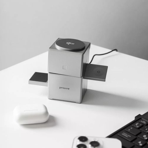 Бездротовий зарядний пристрій Proove Iron Hide 3in1 Qi2 Gray (WSIH15000003)