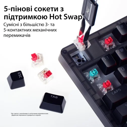 Фото: Клавіатура HyperX Origins 2 65 HX Red ENG/UKR USB Black (B4QS3AA) № 31 | KTC